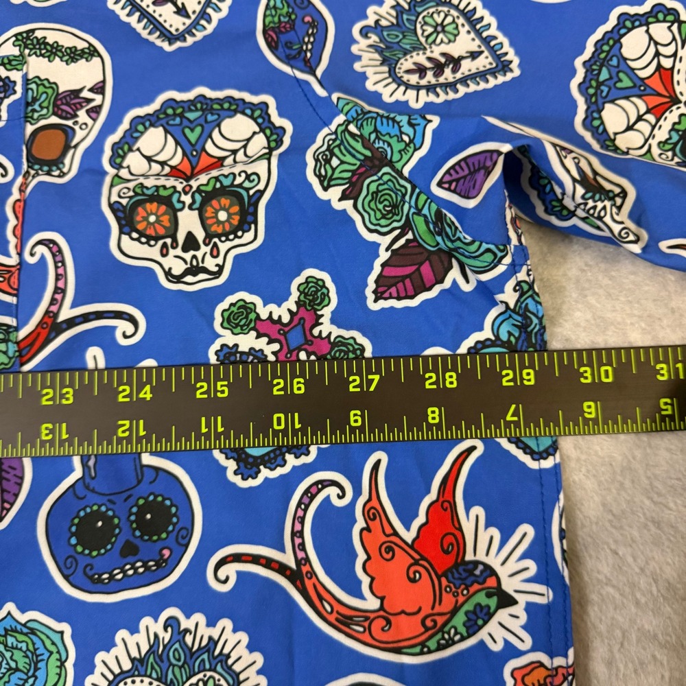 Dixxon Flannel Co Los Muertos Blue Sugar Skull D-Lite Shirt Mens 4X Short Sleeve - Picture 6 of 12